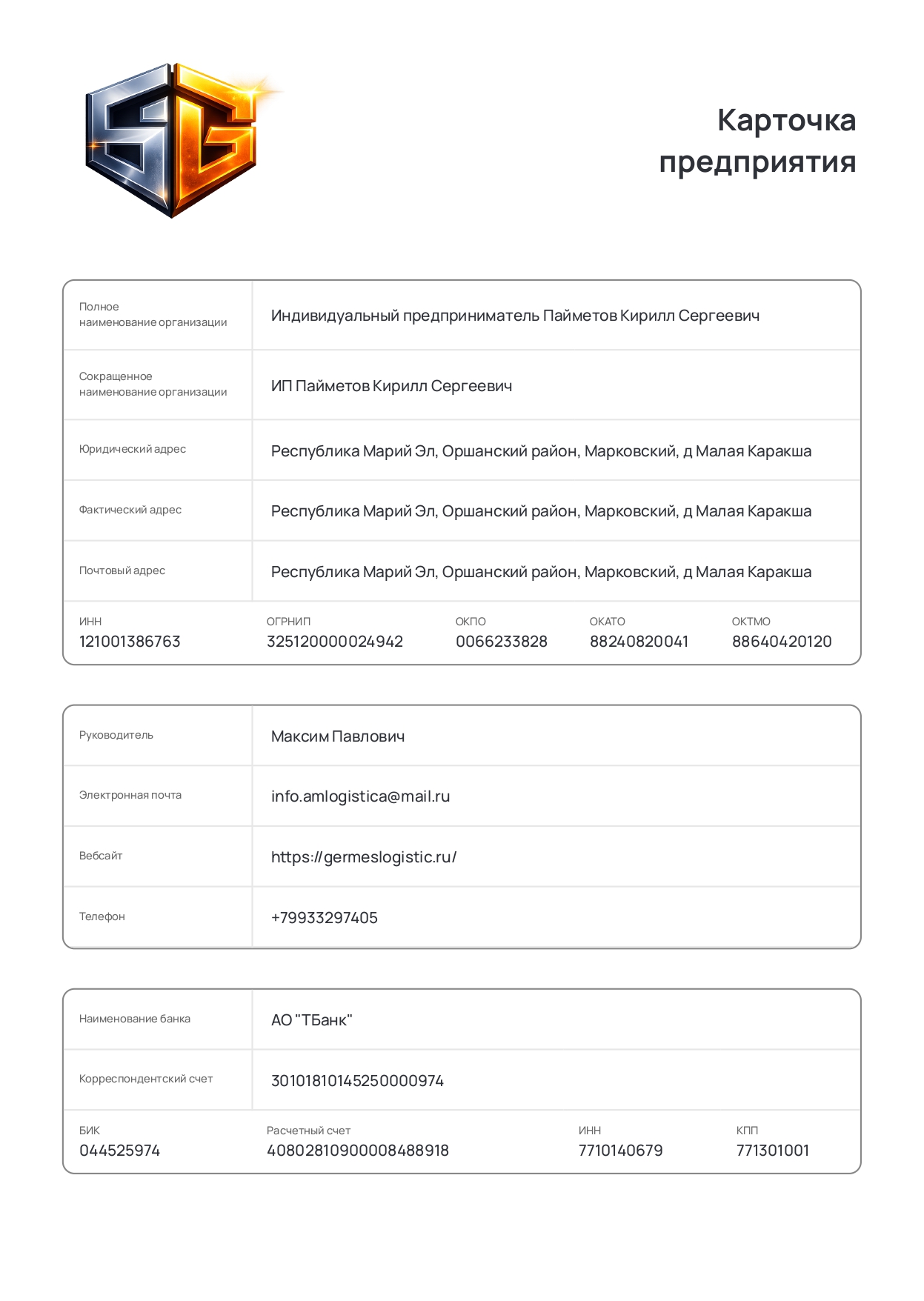 Карточка предприятия — страница 2